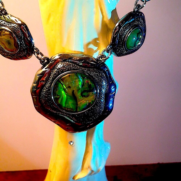 Jewelry - 5/$25 ✨FINAL SALE PRICE✨Silvertone abalone necklace & earrings set